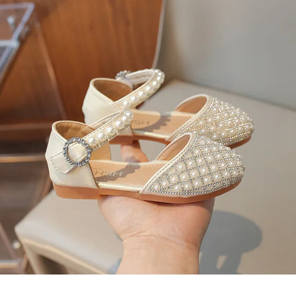 Girls LeatherShoesChildren's Crystal Shoes 2025Spring Summer New Little Girls Princess Shoes Fashion Shiny RhinestoneDance Shoes
