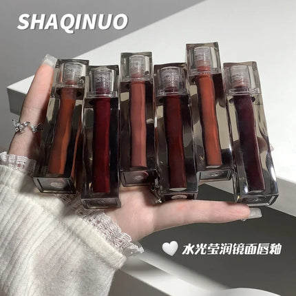 6 Colors Lip Gloss Waterproof Mirror Jelly Lip Glaze Water-light Long Lasting Moisturising Glossy Red Tint Lips Makeup Cosmetics