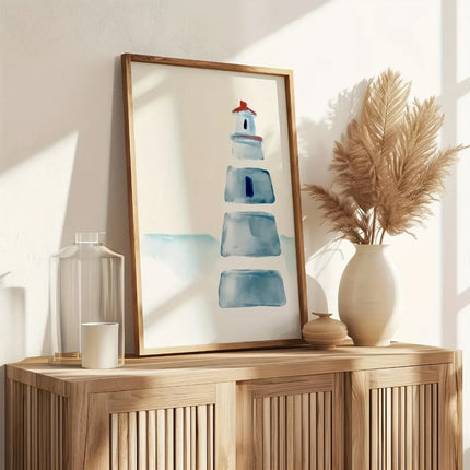 2 Pieces of Frameless Canvas Posters,Blue Watercolor Style,Summer Beach Art Poster Printing,Modern Ideal Home Wall Decor Gift