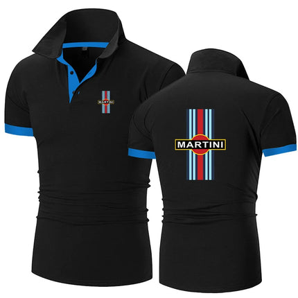 New Summer Martini Racings Men's Business Button Lapel Polo Shirt Printing Short Sleeve Casual Fashion Slim Fit Tops