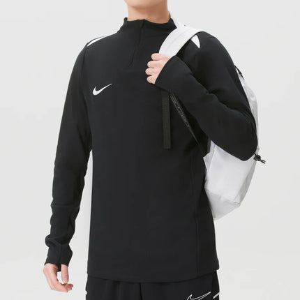 Nike T-Shirt Men's Running Fitness Training Quick-Drying Breathable Half-Zip Stand-Up Collar Long-Sleeved Pullover Ir8420-010