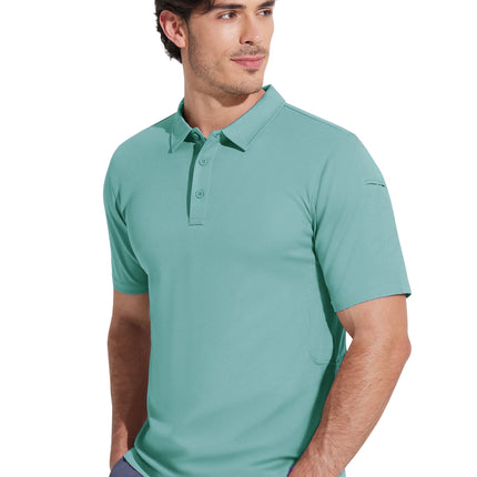 MAGCOMSEN Men's Tactical Polo Shirt Quick Dry Performance Pique Work Golf Shirt Sunglasses Loop Sleeve Pen Pocket