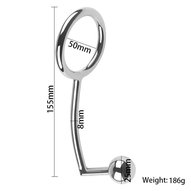 Metal Anal Hook Male Chastity Cock Ring with Anal Plug Balls Butt Plug Adult Sex Toys for Men Strap on Prostate Massager Tool