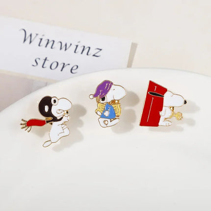 Anime Snoopys Metal Badges Woodstock Brooch Cartoon Button Badge Alloy Brooch Badge Student Clothes Bag Decor Pin Gift