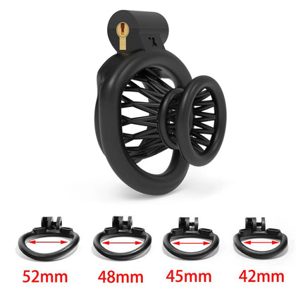 ABS Negative Chastity Cage for Men Cock Lock Lightweight Sissy Mini Male Chastity Lock with 4 Size Penis Rings Adults Toys