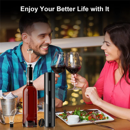 A63M-Electric Wine Opener: Automatic Wine Bottle Opener With Foil Cutter, Wine Pourer, Vacuum Stopper,For Home Kitchen Bar