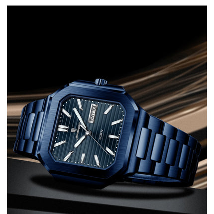 POEDAGAR Top Luxury Brand Men's Watch Waterproof Luminous Date Week Quartz Men's Watches Stainless Steel Fashion Square Men's Watch