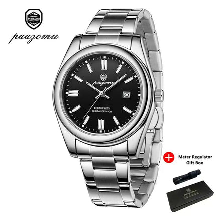 PAAZOMU Fashion Round Quartz Man Clock Waterproof Luminous Date Stainless Steel Watches For Men Luxury Business Men Wristwatch