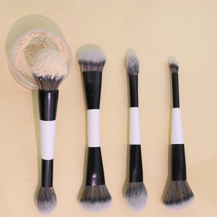 Double Head Makeup Brushes 2 In 1 Flat Angled Foundation Concealer Contour for Blending Loose Powder Liquid Cream Cosmetic Tools