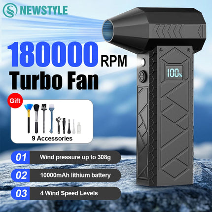 180000PRM Portable Electric Air Blower Turbo Jet Fan Brushless Motor HighSpeed Mini Turbo Jet Fan Adjustable Wind Violent Blower