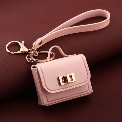 Mini Leather Openable Small Bag Keychain Pu Leather Hand Strap Coin Purse Accessories Pendant Mobile Phone Bag Jewelry Gift