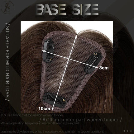 TESS Hand Single Knot Hair Toppers 8x10cm Women Topper Natural Hair Wig Clip In Human Hair Extensions Lace Hairpiece Replacement