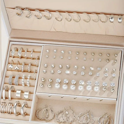 102 Pcs New Elegant Jewelry Sets Vintage Minimalist Rhinestone Pearl Geometric Stud Earrings Fashion Jewelry Gifts 2025 (No Box)