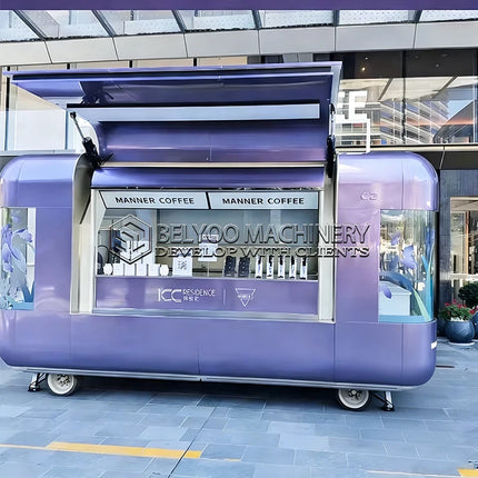 Belyoo Food Truck Hot Selling Efficient Full Kitchen Taco BBQ Pizza Burger Fried Chicken Smoothie Mobile Coffee Kiosk
