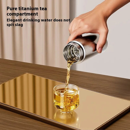 Pure Titanium Insulated Cup Men And Women'S Water Cup Portable Tea Cup Tea Water Separation Titanium Cup Cold Insulation Bottle