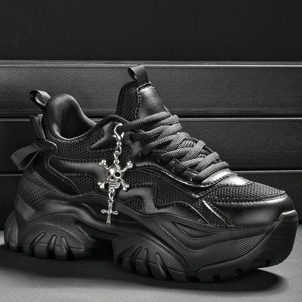 Women's outdoor four seasons fashion casual shoes Black platform high heels women's Halloween punk style light women's sneakers