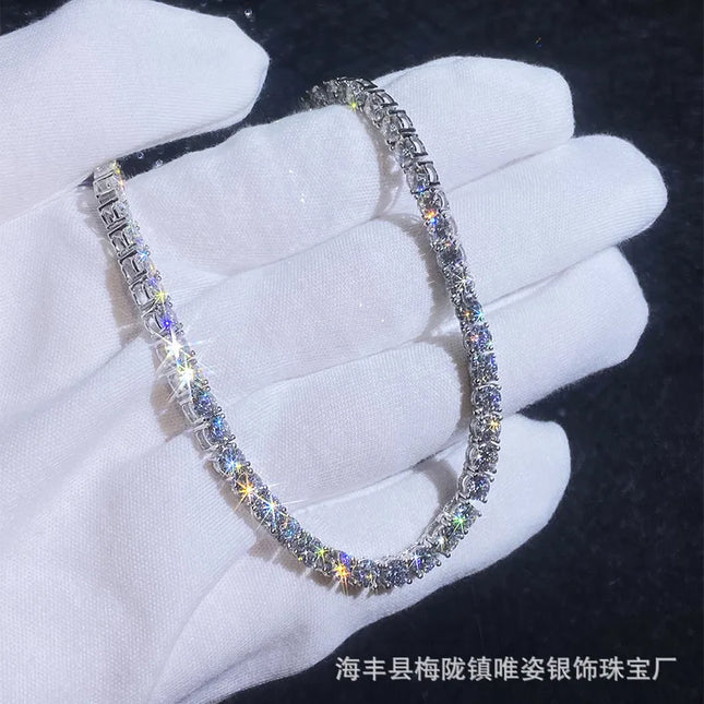 Bulk Hip-Hop Moissanite Tennis Necklace, PT950 Platinum, High-End Aesthetic for Men and Women, Luxury Jewelry