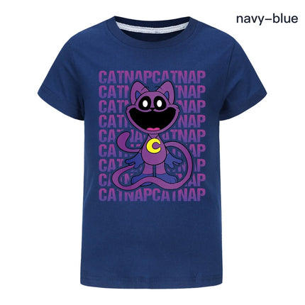 Smiling Critters T-shirt Kids Short Sleeve T-shirts Toddler Girls Cartoon Catnap Clothes Baby Boys T-shirt Children Casual Tops