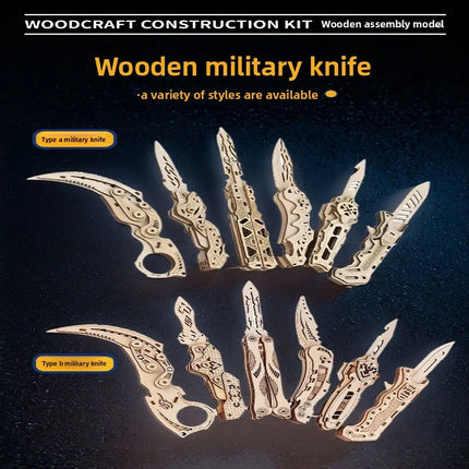 Explosions Laser Folding 3D Hand-made Jigsaw Puzzle Wooden Assembling Parent-child Butterfly Model Knife Boy Gift