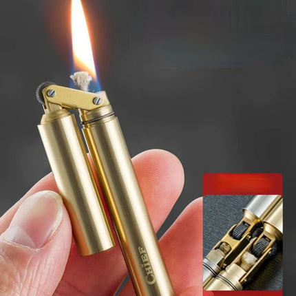 Creative Unusual Kerosene Lighter Copper Nunchaku Funny Retro Grinding Wheel Flint Lighters Foldable Mini Portable Men's Gift