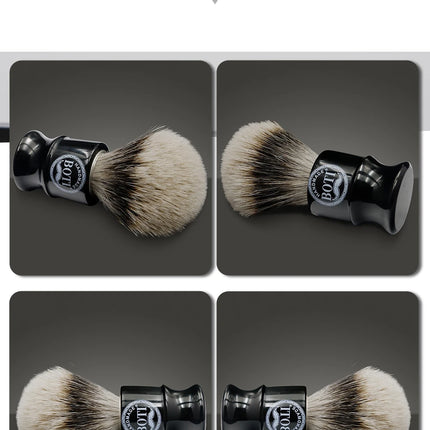 Boti Screw Type Brush Enlightener Badger and N3C Synthetic with Antique Black Porcelain Resin Handle for Easy Replaceable Knot