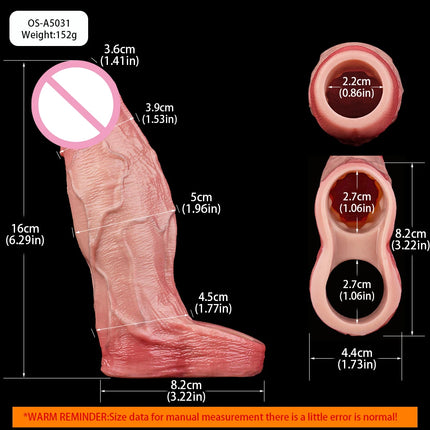ORALSX Soft Ultra Penis Sleeve Deep Veins Design With Cock Ring For Dick Enlarger Dildo Sheath Silicone Male Sex Toy Pleasure
