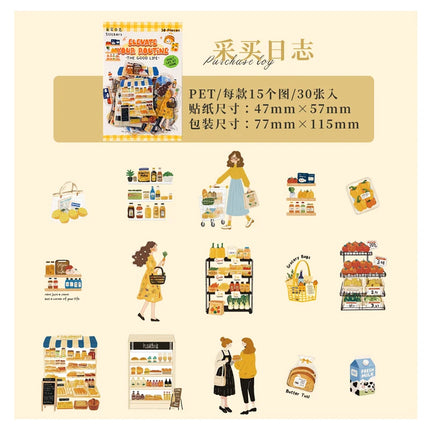 30Pcs/Pack ‌Light Up Daily Life Series Decorative Stickers Material Perfect for Journaling Diy Scrapbooking Supplies