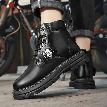 Men's Leather Ankle Boots - Classic Motorcycle Boots / Bottes en Cuir pour Hommes - Bottes Classiques de Moto