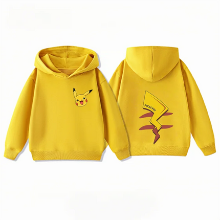 Cute Fun Pikachu Printed Kids Hoodie, Unisex Boys Girls Same Style, Autumn Winter Warm Children's Clothing