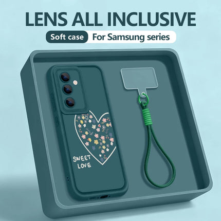 Sweet Love Hearts Lanyard Phone Case For Samsung Galaxy S25 S24 FE S23 S22 Ultra S25 Edge A56 A16 A17 A26 A55 A15 A54 5G Cover
