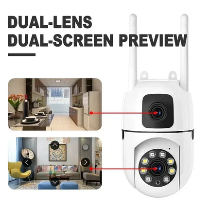 8MP WiFi Surveillance Camera Dual Lens PTZ IP Camera Wireless Security Two-Way Audio Human Detect Security 10X Zoom 5MP Camera