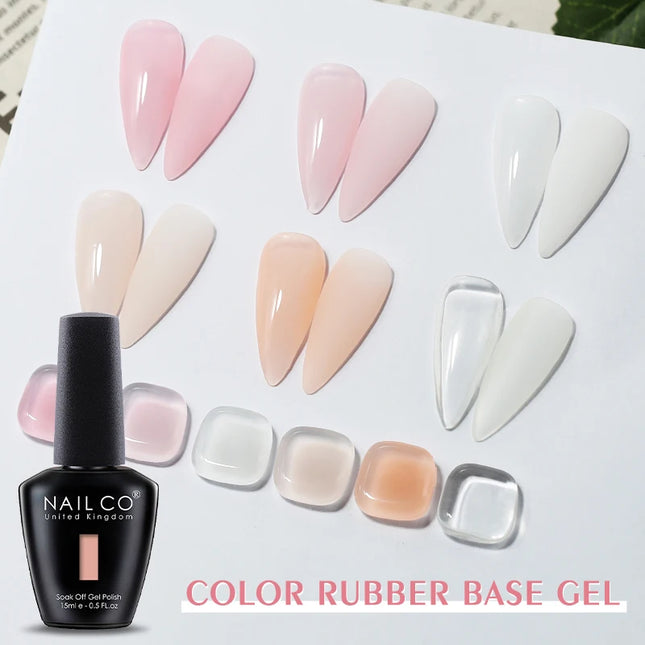 NAILCO 6Colors 15ml Hema Tpo Free Rubber Base Gel Polish Jelly Pink Clear Nail Extension Semi Permanent UV Hybrid Gel Varnish