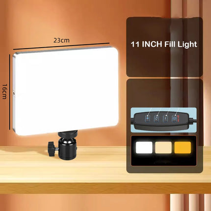 LED Rectangular Video Light Dimmable Continuous Photography Lighting Kit , Long Arm Tripod Stand for Photo Studio Desktop