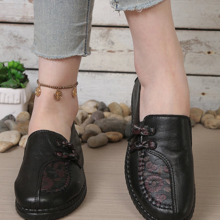 Women's leather flat shoes, spring and autumn women's loafers， single classic mom shoes, anti-slip comfortable and free shipping
