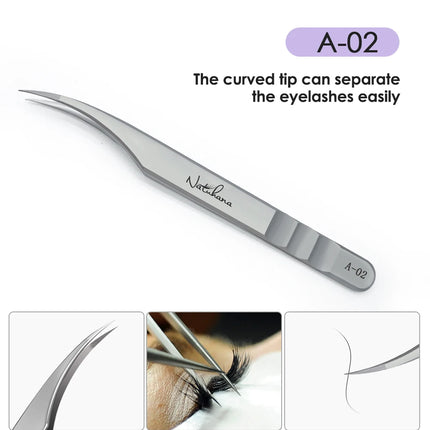NATUHANA  Eyelash Extensions Tweezers Lash Artists High Precision Stainless Steel Superhard Anti-Static Tweezers Makeup Tools