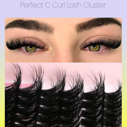 GROINNEYA Lashes Clusters Cat Eyelashes Wispy Individual Lashes Extensions Volume Fluffy Clusters Lashes DIY Eyelashes Makeup