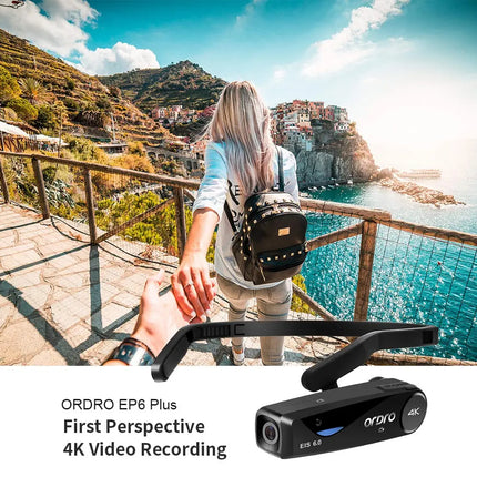 Head Wearable Vlog Camera for YouTube Video, Ordro EP6 PLUS  FPV WiFi 4K 30 FPS Camcorders Webcam, Blogger Videos Recorder