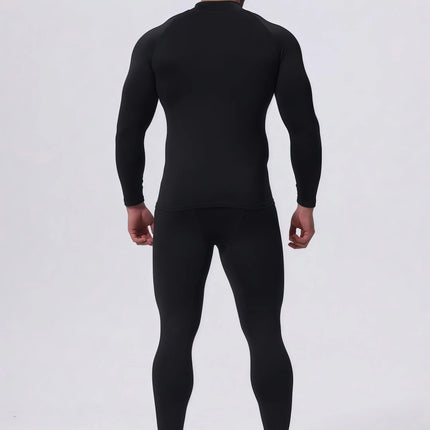 Men’s 2-Piece Long Sleeve Set – Fitted Raglan Top & Pants, White Deer Head Print for Gym & Training