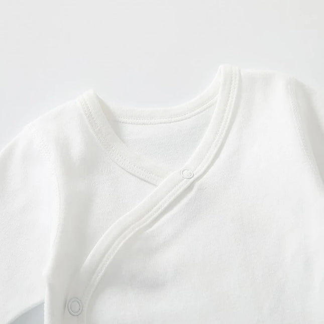 Newborn Baby Clothing Slanting Open Buckle T-Shirt Tops Cotton Long Sleeves Solid Color Tees Baby Boys Girls Outfit 0-12 Months