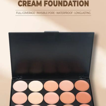 15 Colors Face Concealer Camouflage Cream,Waterproof for Covering Facial Blemishes,Dark Circles,Freckles,Scars,with Brightening