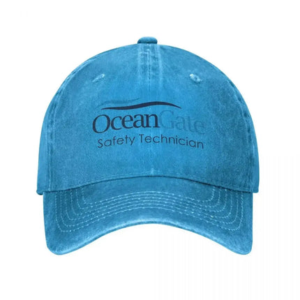 Vintage OceanGate Safety Technician Baseball Cap Unisex Style Distressed Washed Headwear Outdoor All Seasons Travel Hats Cap
