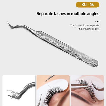 SAKURAHANA Anti-Static Eyelash Tweezers Professional High Precision Volume Extension Stainless Steel Anti-slip Makeup Tool