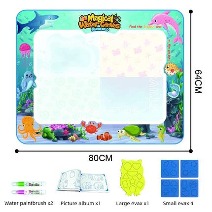 Magic Water Drawing Mat Canvas Reusable Painting Board Doodle Color Reveals When Wet With Mat Pens Sketchbook Tracing Boards