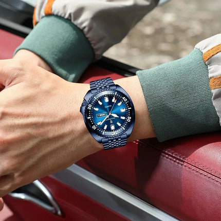 POEDAGAR Top Business Men Watch Date Week Waterproof Luminous Fashion Man Wristwatch Stainless Steel Casual Quartz Men's Watches