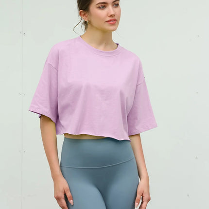 Y2K Outdoor Dance Sports Short sleeved Yoga Dress Women's Leisure Versatile Fitness Top Loose Sports T-shirt