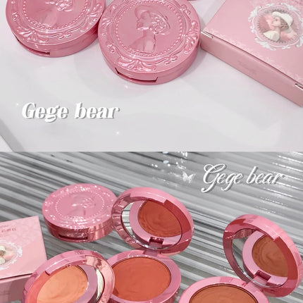3D Embossed Girl's Blush Press Powder Nude Natural Matte Orange Brown Face Check Contouring Blusher Rouge Makeup Blush Palette