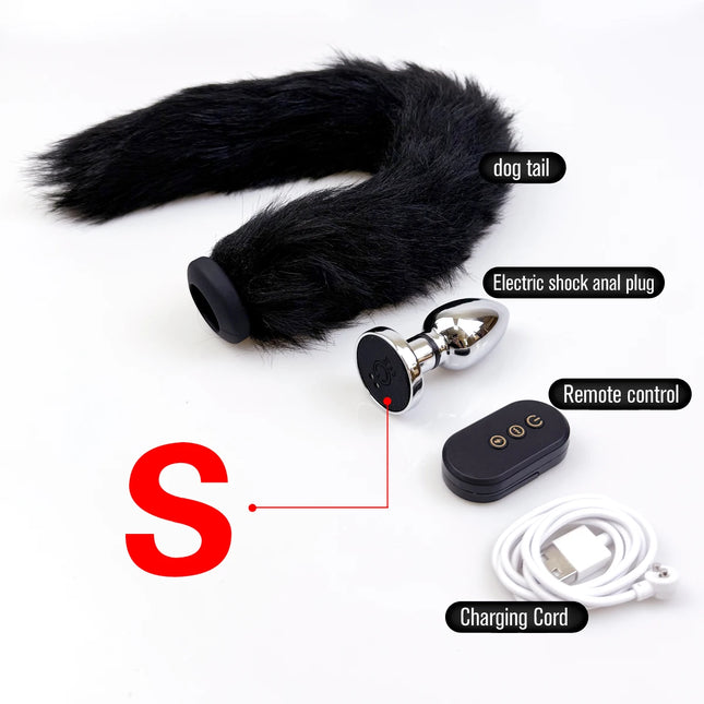 1 set, Electric Shock Dog Tail Anal Plug, Vibrating butt plug, G-spot masturbation, Passionate party, adult pleasure, sexual wellbeing