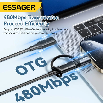 Essager Lighting To Type C Adapter 3A Fast Charging IOS Female to Type-C Male Connector For IPhone 15 14 13 Pro IPad Converter