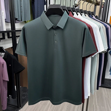 Men's Fashion Mulberry Silk Polo Shirt Soft Silky Touch Fabric Short Sleeve For Business And Daily Use