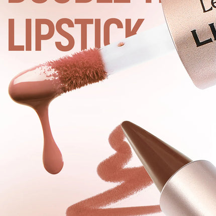 Black Brown Tapered Lip Liner Contour Pencil Double Head Mirror Plumping Lip Glaze Crystal Lip Gloss Sexy Red Lips Tint Makeup